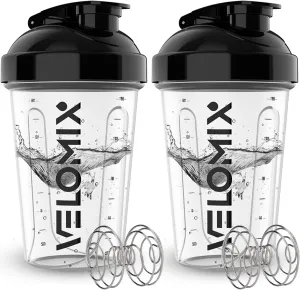 -2 Pack- 20 oz Protein Shaker Bottles for Protein Mixes - 2x Wire Whisk | Leak Proof Shaker Cups for Protein Shakes and Pre Workout | Protein Shaker Bottle Pack | Protein Mixer Cup (Clear Prime)