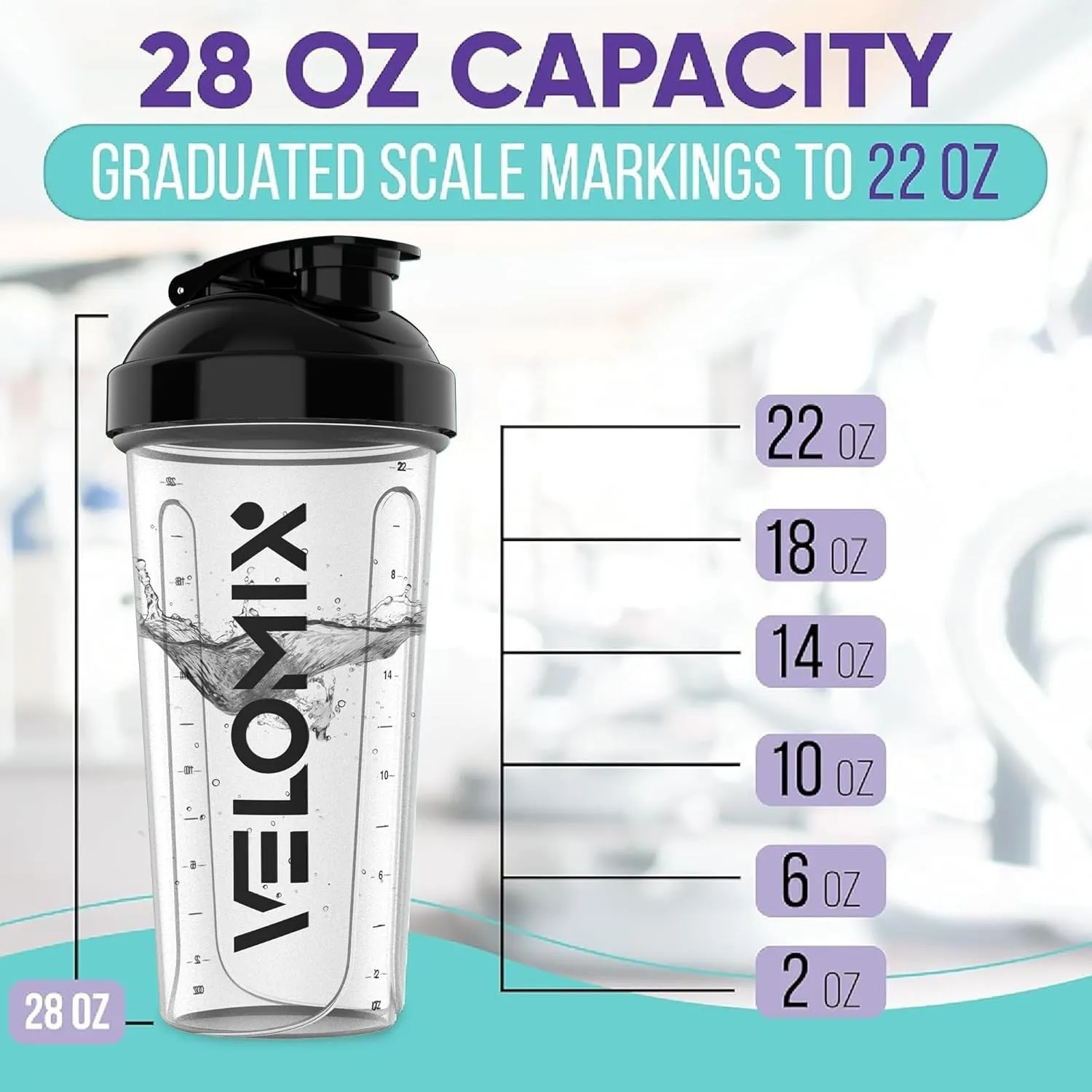 -2 Pack- 28 oz Protein Shaker Bottles for Protein Mixes - 2x Wire Whisk | Leak Proof Shaker Cups for Protein Shakes | Protein Shaker Bottle Pack | Shakers for Protein Shakes - 2xTransparent