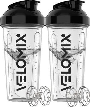 -2 Pack- 28 oz Protein Shaker Bottles for Protein Mixes - 2x Wire Whisk | Leak Proof Shaker Cups for Protein Shakes | Protein Shaker Bottle Pack | Shakers for Protein Shakes - 2xTransparent