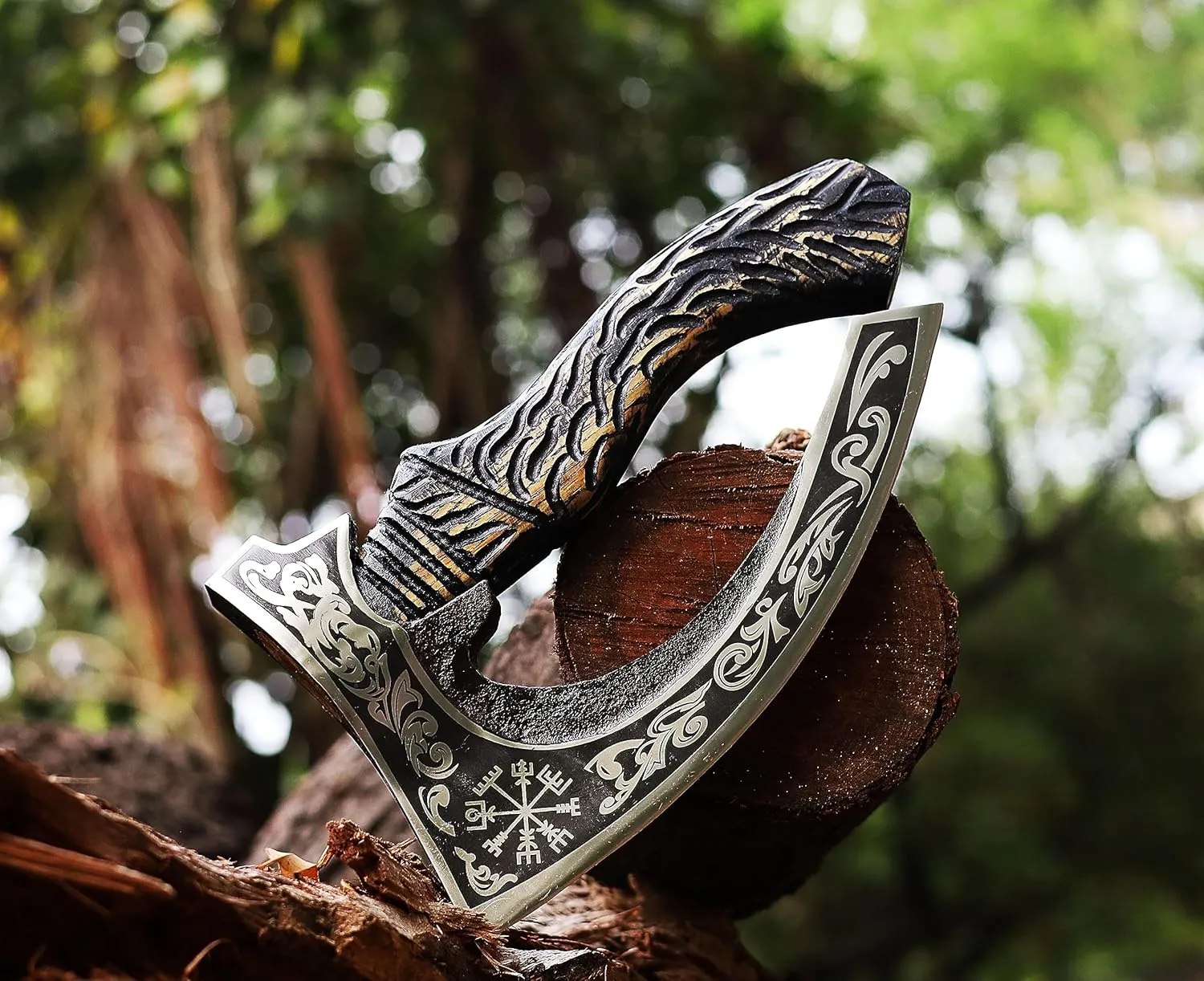 | Pizza Axe with Leather Sheath,Viking Pizza Axe,Hatchet,Throwing Axe,Hand Axe,Gift for him,Wood Working Tool,Viking Gifts for Men,Camping Hatchet,Tomahawk,Bearded Axe (WCA-027)