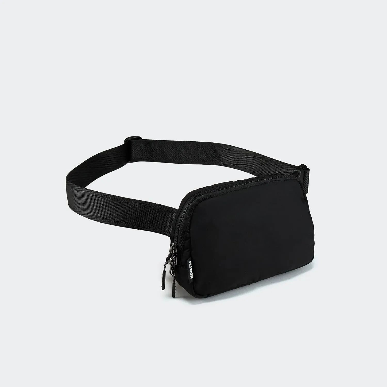 𝗙𝗟𝗬𝗢𝗢𝗞 Unisex Mini 𝗕𝗲𝗹𝘁 𝗕𝗮𝗴 and Extender Strap, Adjustable Strap Nylon Cross Body Sling Bag for Workout, Running, Traveling, Hiking. (Black)