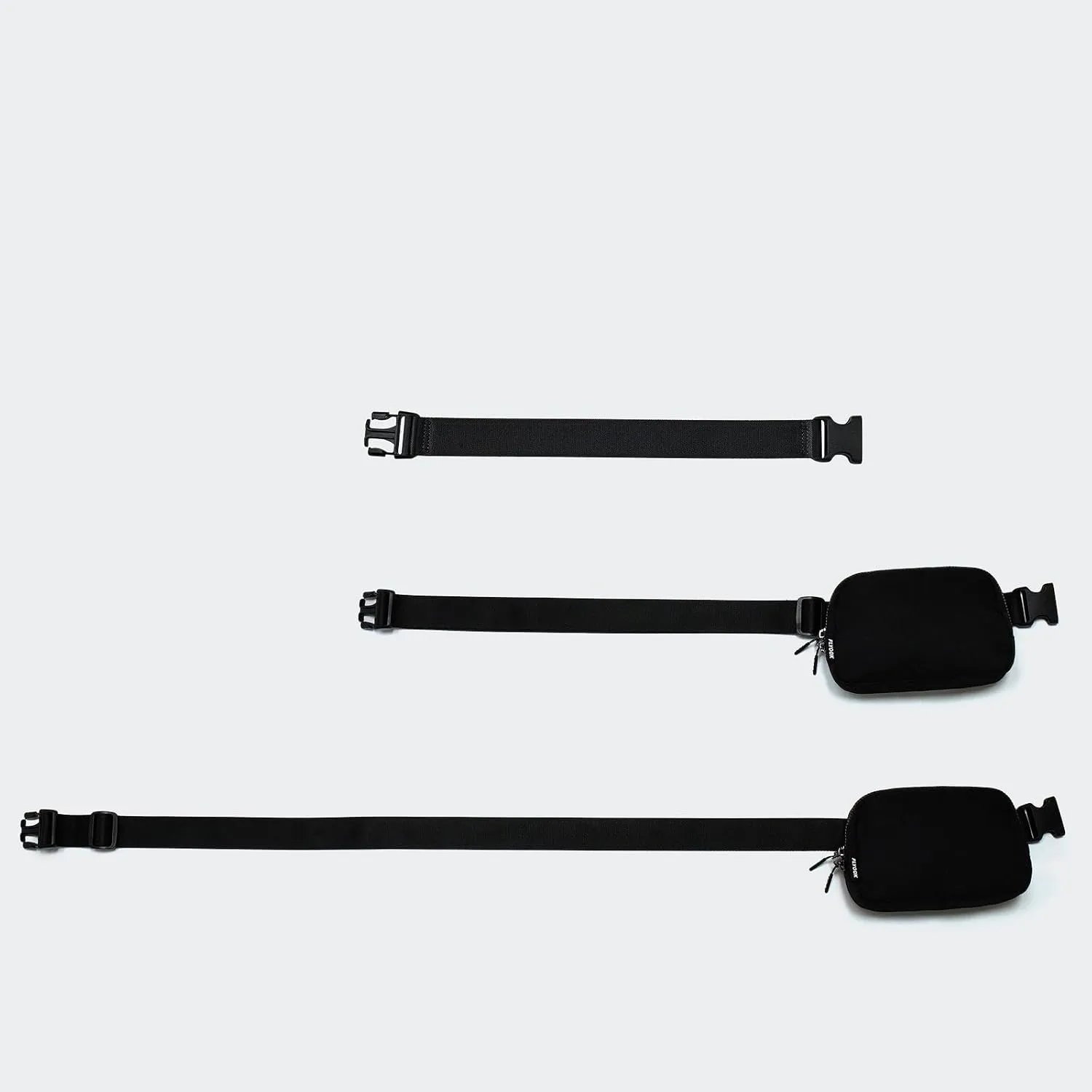 𝗙𝗟𝗬𝗢𝗢𝗞 Unisex Mini 𝗕𝗲𝗹𝘁 𝗕𝗮𝗴 and Extender Strap, Adjustable Strap Nylon Cross Body Sling Bag for Workout, Running, Traveling, Hiking. (Black)