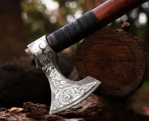 | Viking Axe,Hatchet,Throwing Axe,Hand Axe,Gift for him,Wood Working Tool,Viking Gifts for Men,Camping Hatchet,Tomahawk,Bearded Axe,Valentine Gift (WCA-017)