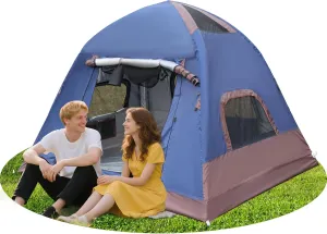 1-2 Person Inflatable Tent, 60 Second Easy Setup Blow Up Air Tent for Camping, PU3000mm Oxford, Lightweight Waterproof Windproof, Portable 1 Door & 2 Windows, Includes Pump for Outdoor Travel