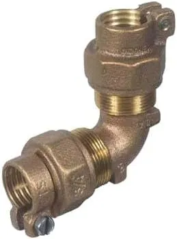 1 Clamp Style MacPac 90 Degree Elbow Water Service Fittings, For Water Main Copper Tube Size Poly K Copper Hard or Soft