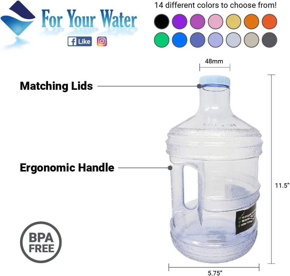 1 Gallon Leak-Proof BPA Free Reusable Plastic Drinking Water Big Mouth Bottle Jug Container with Holder Drinking Canteen