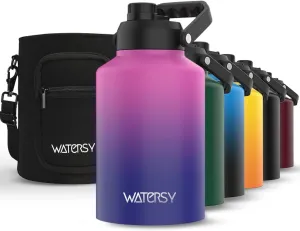 1 Gallon Water Bottle Insulated(Cold for 48 Hrs),BPA Free&Leak Proof,128oz Stainless Steel Water Jug,Big thermo,Large Water Bottle with Handle for Gym,Hiking,Camping&Travel,Gradient Purple
