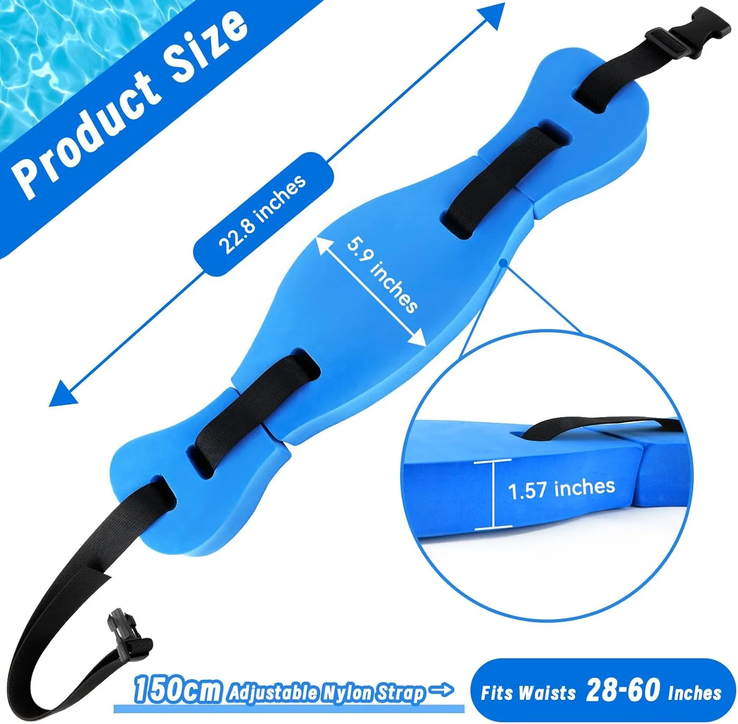 1 Pcs Swim Belt with Adjustable Strap, Eva Foam Flotation Belt for Adults, Buoyancy Belt Swimming Belt for Pool Exercise, Swim Training Tool for Kids Adults Beginners