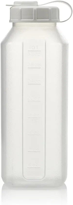 1-Quart Water Bottle Refrigerator Shaker Bottle, Pitcher, Bottle, Engraved Measurements, Mixer Bottle, Leak Resistance, Dishwasher Safe, BPA Free, with Easy-Pour Spout, Clear