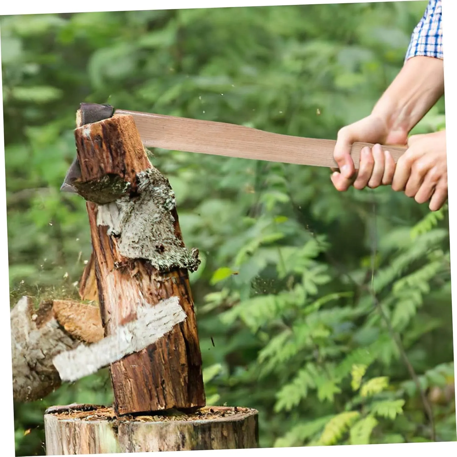 1 Set Wooden Axe Handle Replacement with Durable Wedges Woodworking Tool Skid Grip for Camping and Outdoor Use Sturdy and Easy to Install