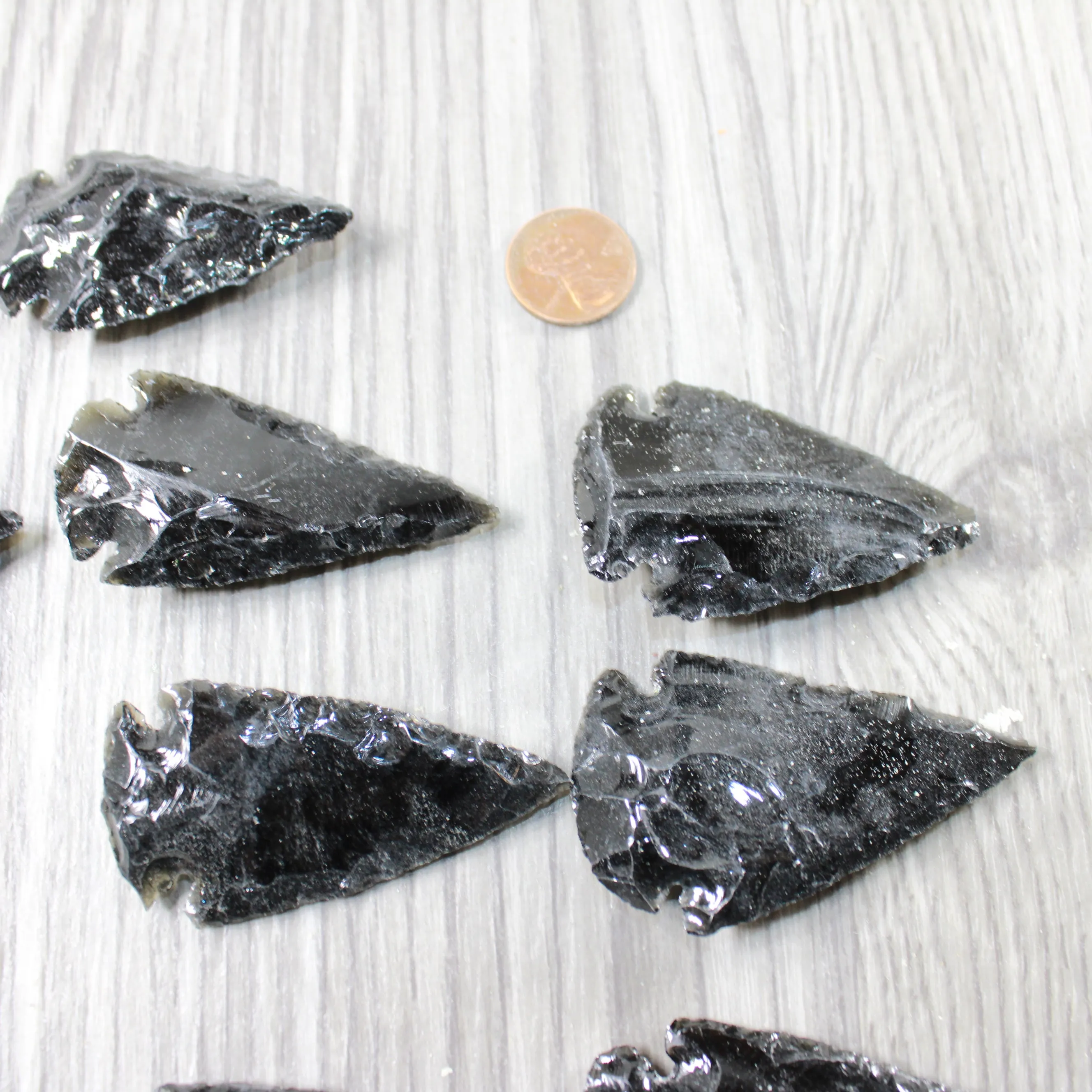 10 Large Obsidian Ornamental Arrowheads  #8951  Spearhead