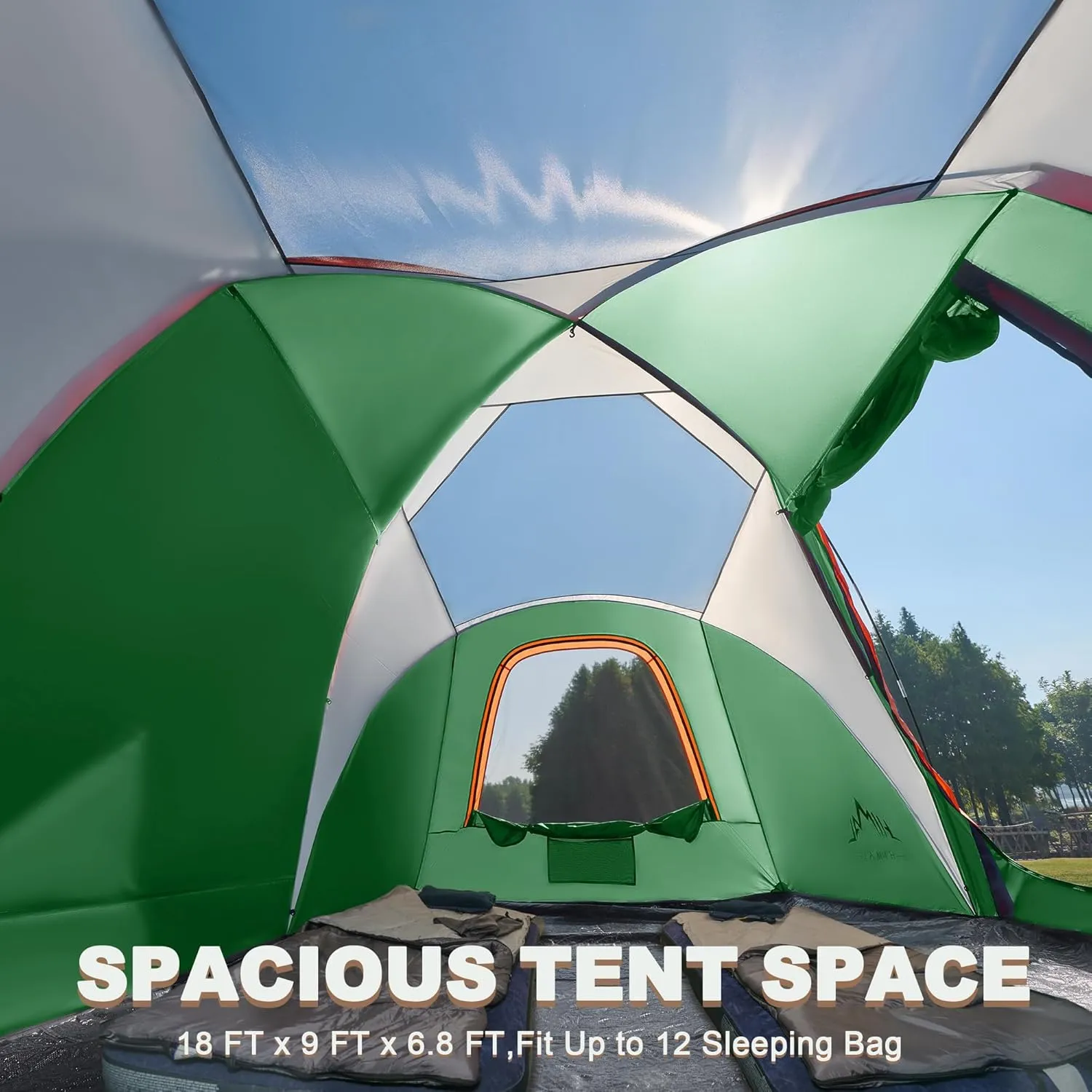 10 Person Family Tents for Camping Waterproof, Music Festival, Parties,2 Room Big Tent with 4 Large Mesh Windows, Double Layer, Easy Setup, Weather Resistant,18ft X 9ft X6.8ft