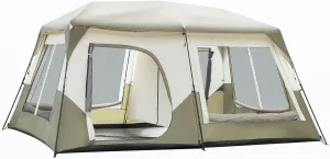 10 Person Large Portable Pop Up Tent,Waterproof & Windproof Family Dome Tent,Easy Set Up Camping Tent,Outdoor Lightweight Backpacking Tent,with Carry Bag,for Picnic Hiking & Traveling (Green)