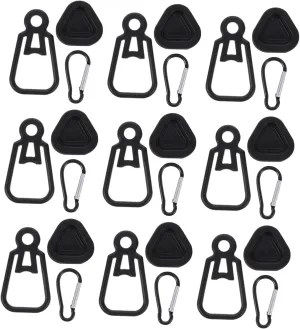 10 Sets Tent Clip Ropes Hanging Inflatable Tent Shelter Camp Barbecue Accessories Tent Poles for Tarp Tarp Clips Shade Cloth Heavy Duty Lock Grip Stainless Steel Black