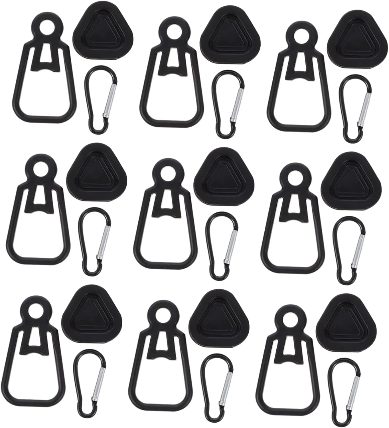 10 Sets Tent Clip Ropes Hanging Inflatable Tent Shelter Camp Barbecue Accessories Tent Poles for Tarp Tarp Clips Shade Cloth Heavy Duty Lock Grip Stainless Steel Black