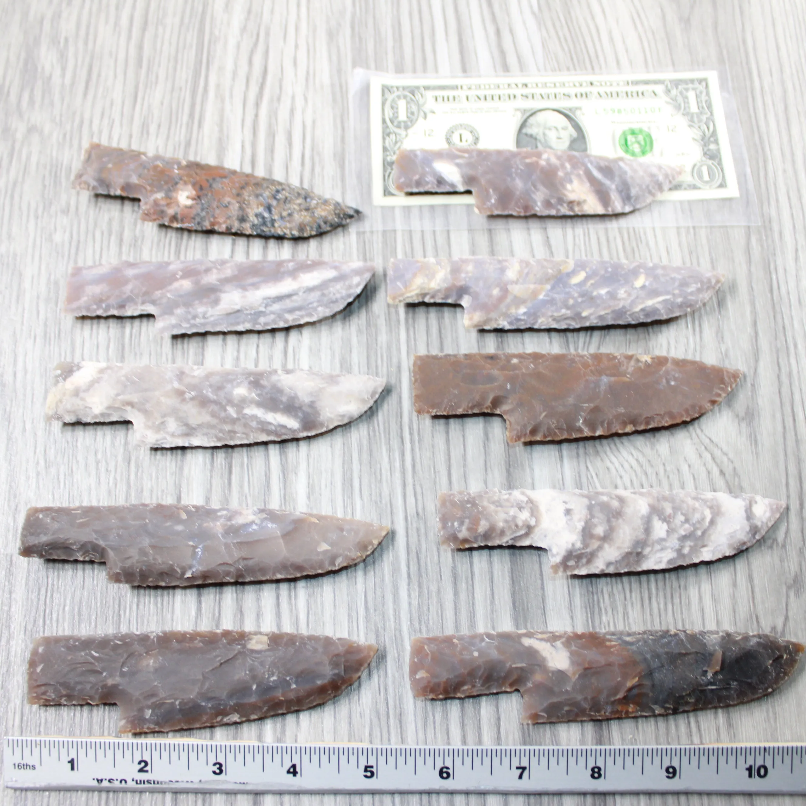 10 Stone Ornamental Knife Blades  #114-2  Mountain Man Knife