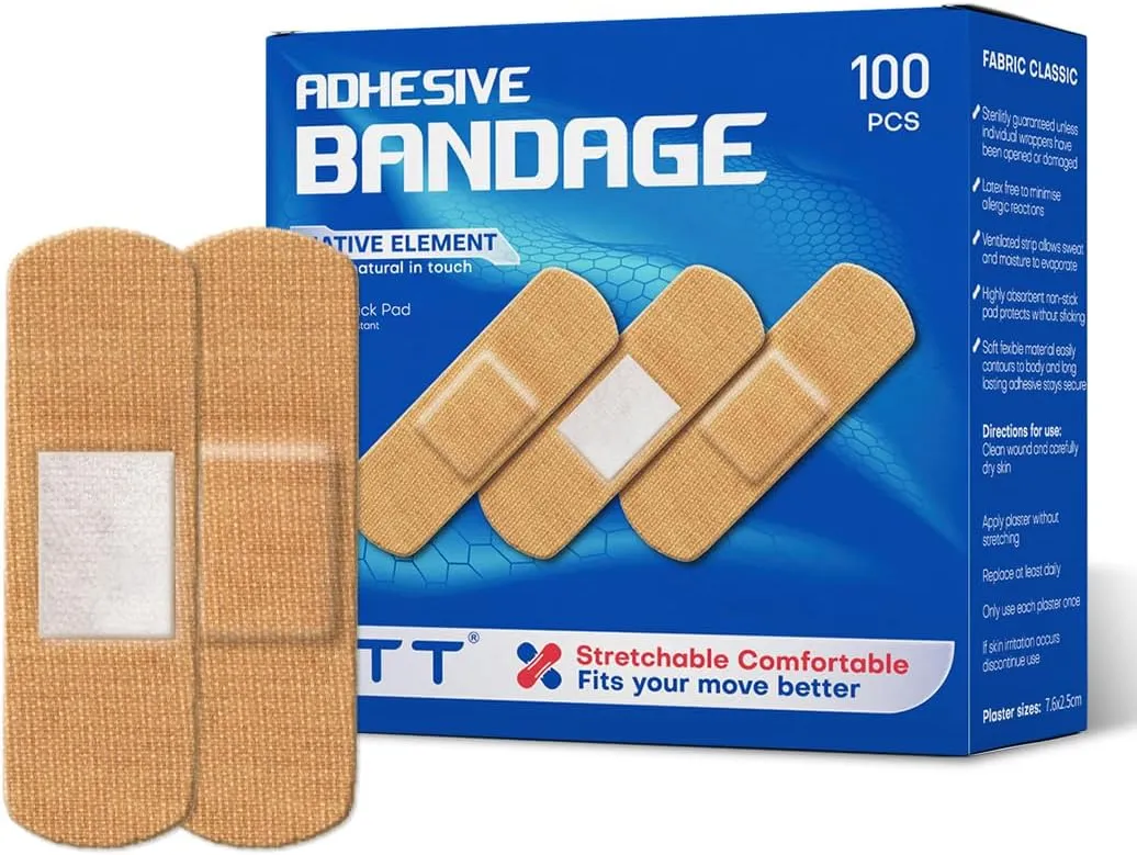 100-Piece Adhesive Bandages - Assorted Sizes, Durable & Waterproof, Extra Strong Adhesion, Soft & Comfortable for Wounds and Scrapes, Ideal for First Aid Kits & Everyday Use (100)