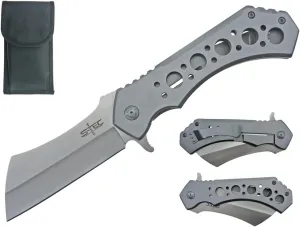 10.25" Ball Bearing Cleaver Folding Knife (Machine Silver)