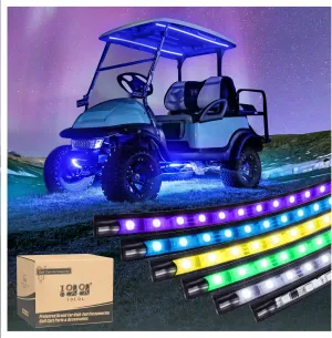 10L0L Golf Cart Underbody Light Kit, Underglow LED Strip for EZGO Club Car Yamaha, 24 Modes Multicolor RGB Music Sync Waterproof, Canopy Lights Optional