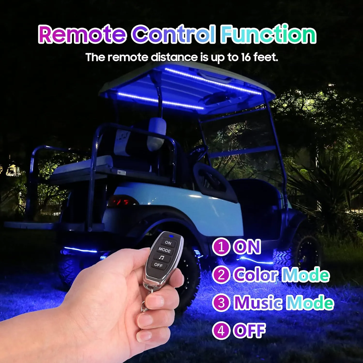 10L0L Golf Cart Underbody Light Kit, Underglow LED Strip for EZGO Club Car Yamaha, 24 Modes Multicolor RGB Music Sync Waterproof, Canopy Lights Optional