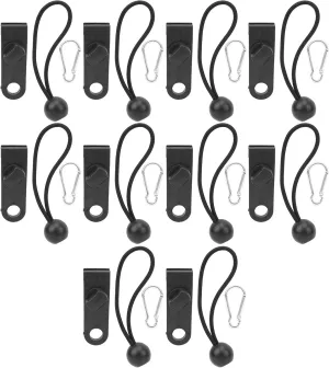 10pcs Tent Pull Point Clip | Windproof Rope Clamp for Camping/Canopy/Awning | Stainless Steel Hook   Elastic Bundling Belt | Sturdy Nylon Accessories