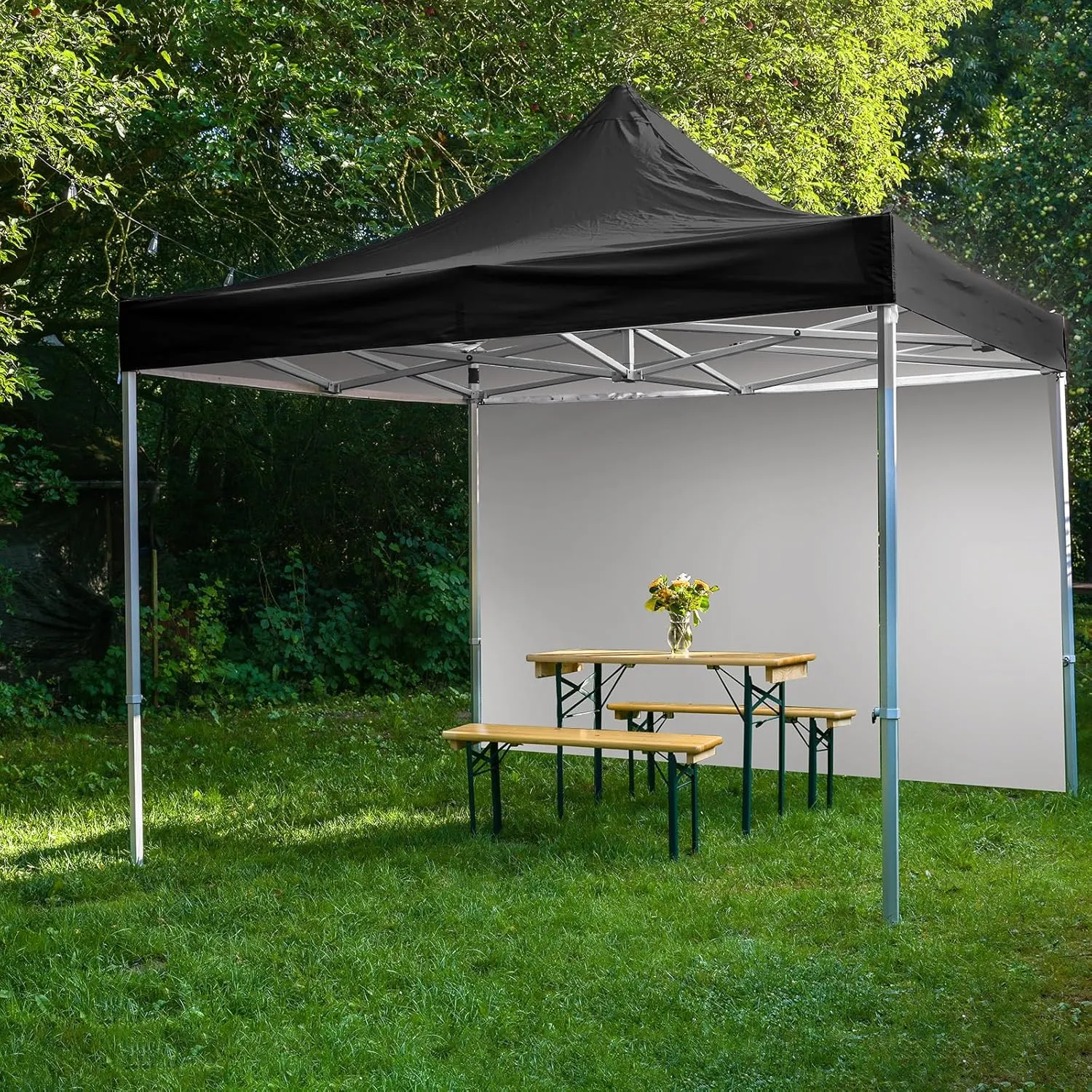 10x10 Canopy Replacement Top Cover Canopy Top with Removable Tent Sidewalls Pop up Canopy Tent Cover with Ropes Waterproof Sunshade Tent Cover for Outdoor Patio Camping(2 Piece,Black)