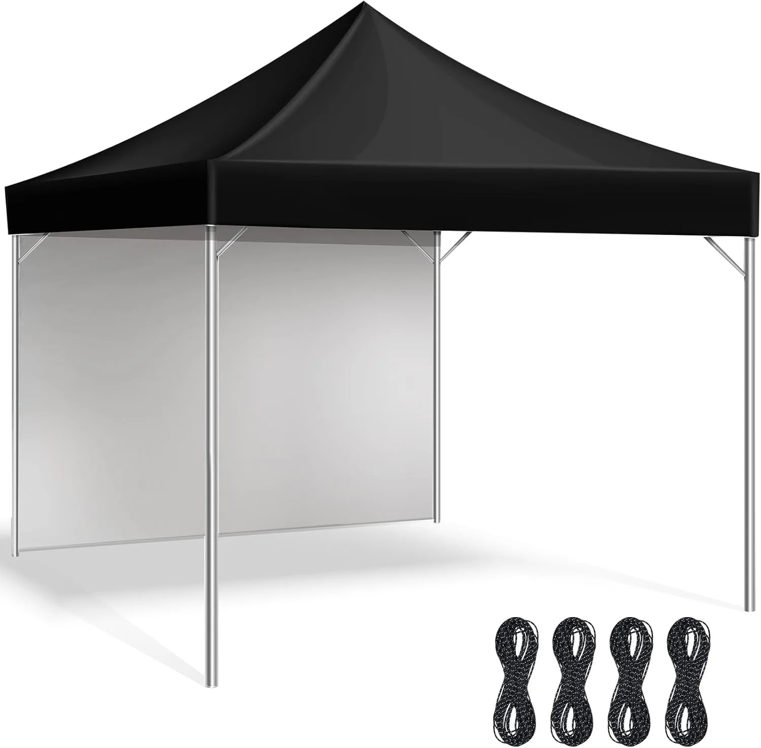 10x10 Canopy Replacement Top Cover Canopy Top with Removable Tent Sidewalls Pop up Canopy Tent Cover with Ropes Waterproof Sunshade Tent Cover for Outdoor Patio Camping(2 Piece,Black)