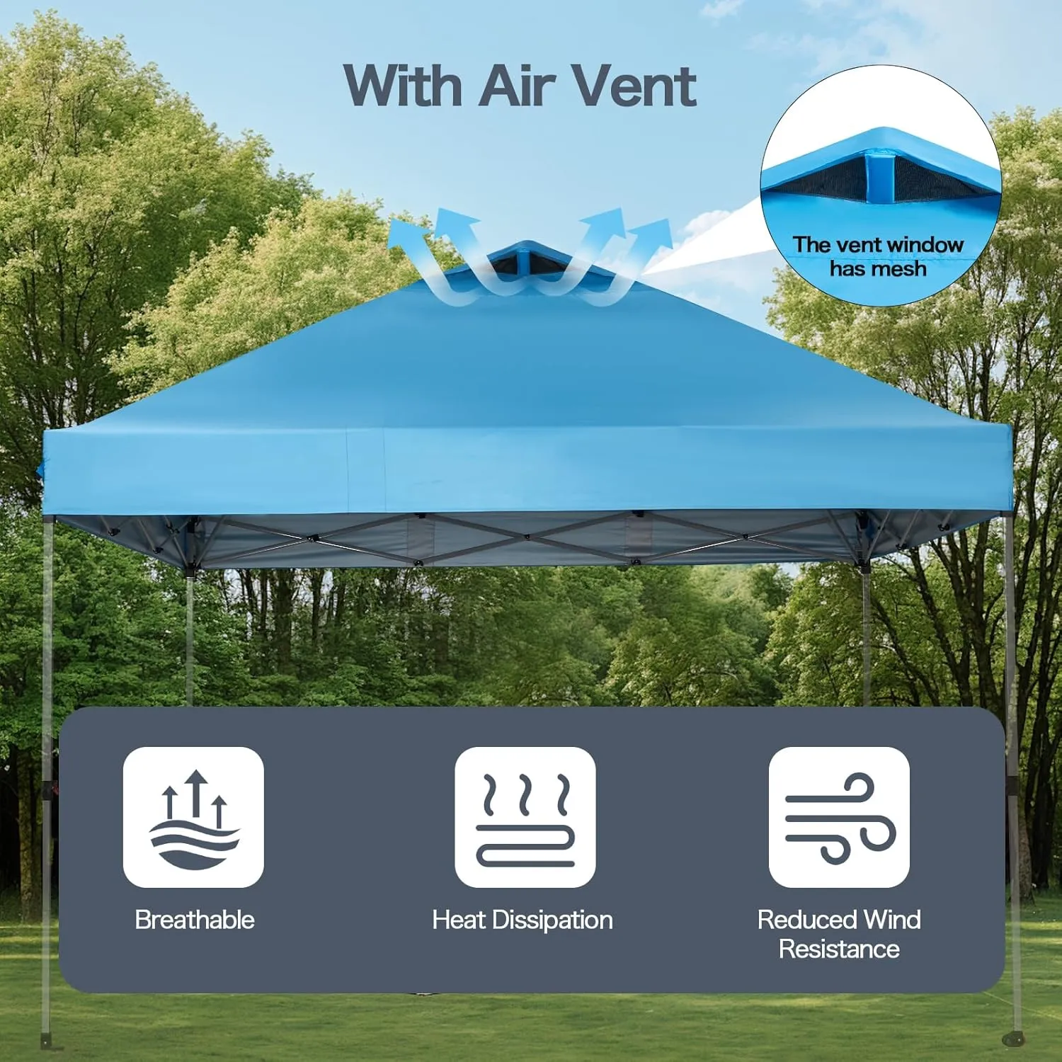 10x10 Canopy Replacement Top with Air Vent, Pop Up Canopy Replacement for Straight Leg Canopy Tent, Canopy Replacement Cover UV Resistant Waterproof for Garden Patio Camping (Top Only)(SkyBlue)