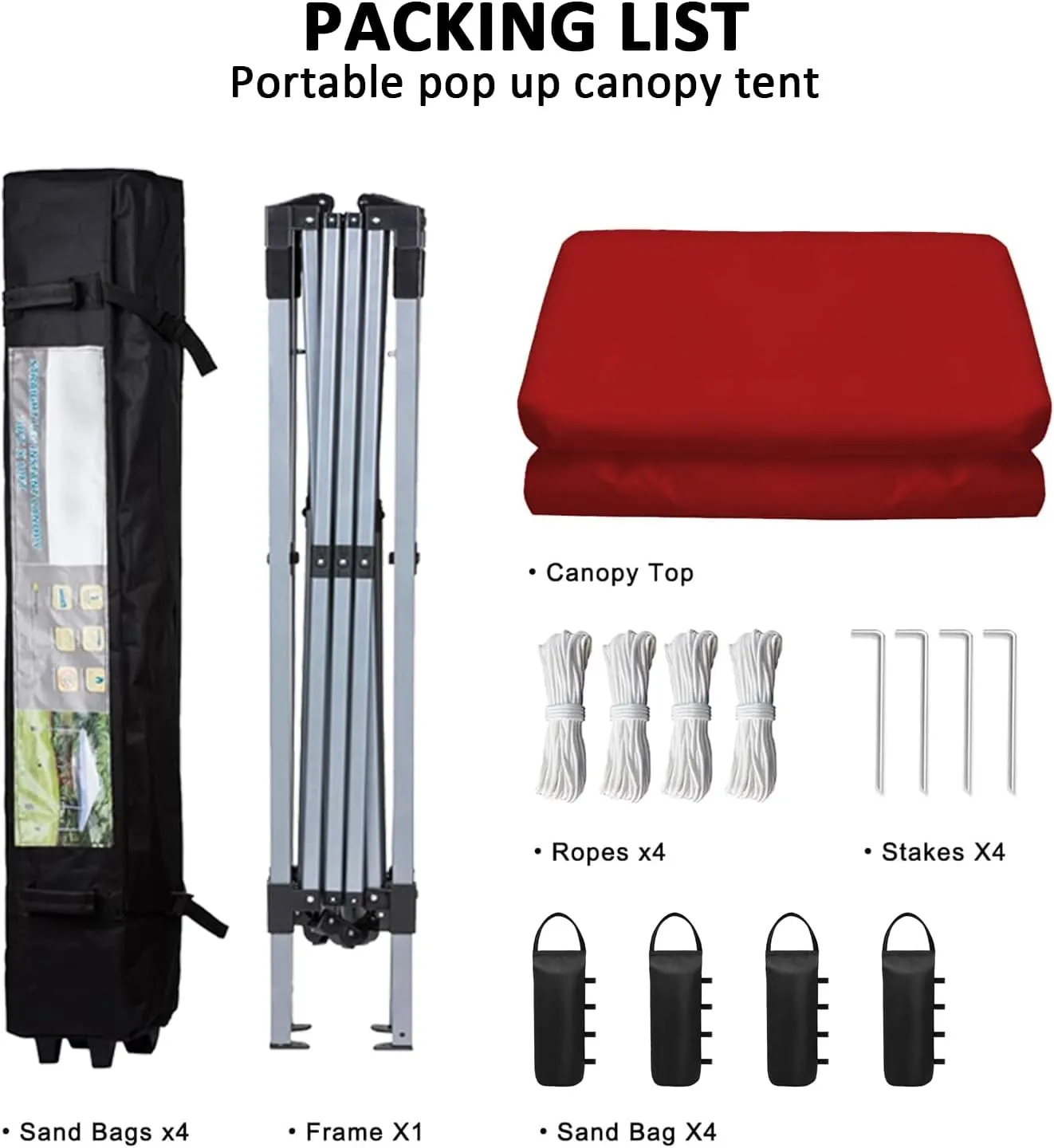 10x10 Pop Up Canopy Tent Waterproof Tent for Outdoor Party Camping Commercial Event Tent, with Wheeled Bag and 4 Sandbags (Red)