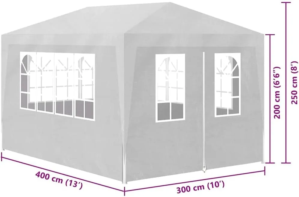 10'x13' White Party Tent with Steel Frame - Portable Outdoor Canopy Gazebo for Backyard Events, Patio Gatherings & Camping