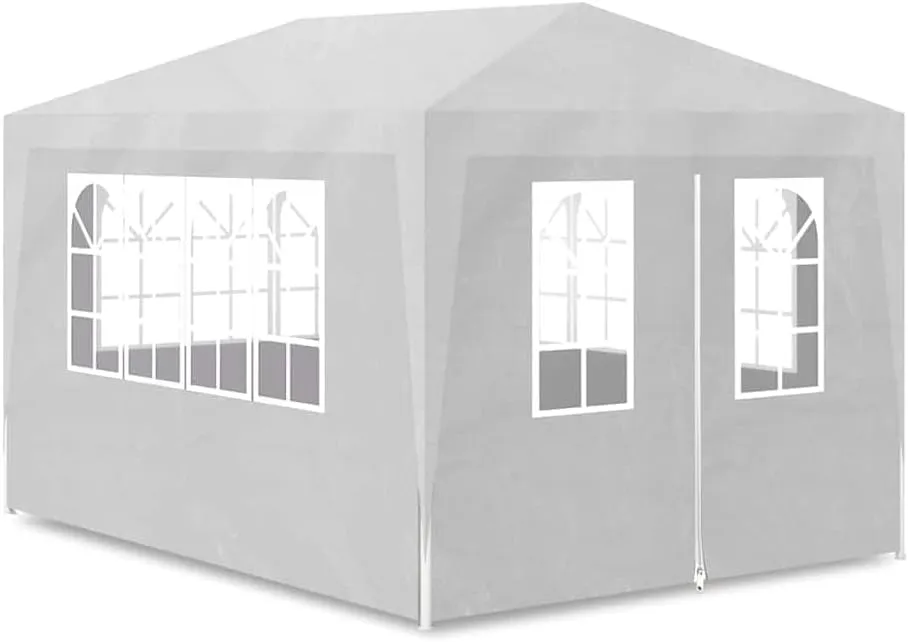 10'x13' White Party Tent with Steel Frame - Portable Outdoor Canopy Gazebo for Backyard Events, Patio Gatherings & Camping