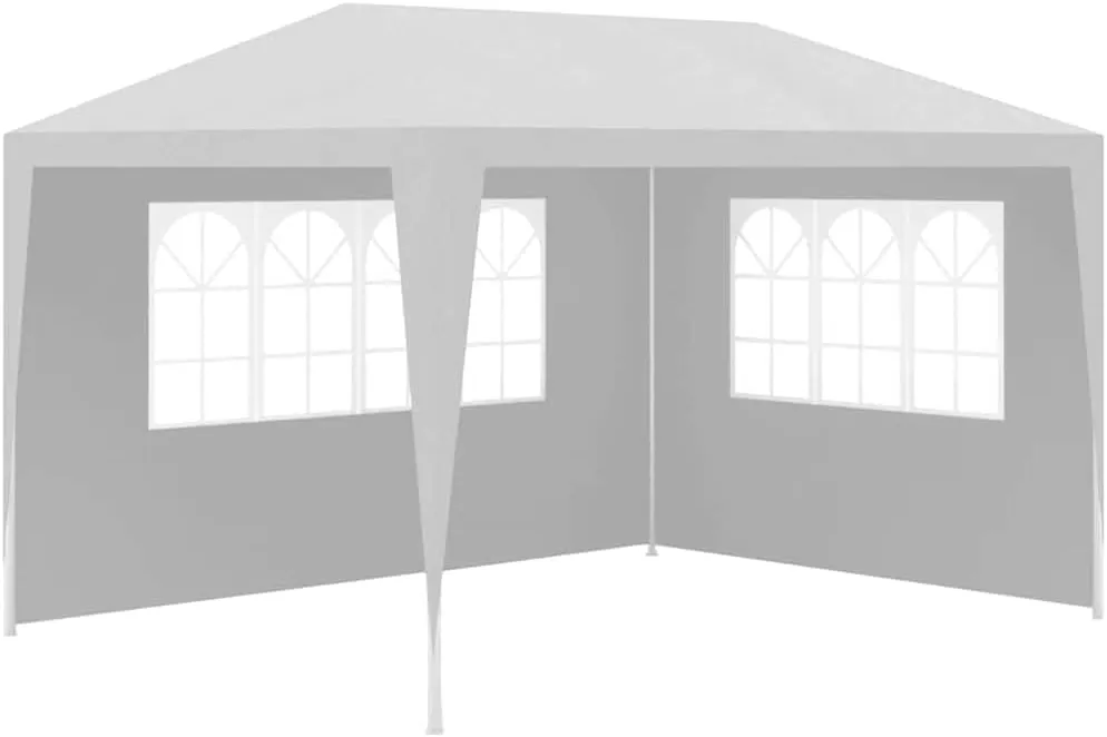 10'x13' White Party Tent with Steel Frame - Portable Outdoor Canopy Gazebo for Backyard Events, Patio Gatherings & Camping