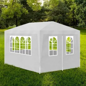 10'x13' White Party Tent with Steel Frame - Portable Outdoor Canopy Gazebo for Backyard Events, Patio Gatherings & Camping