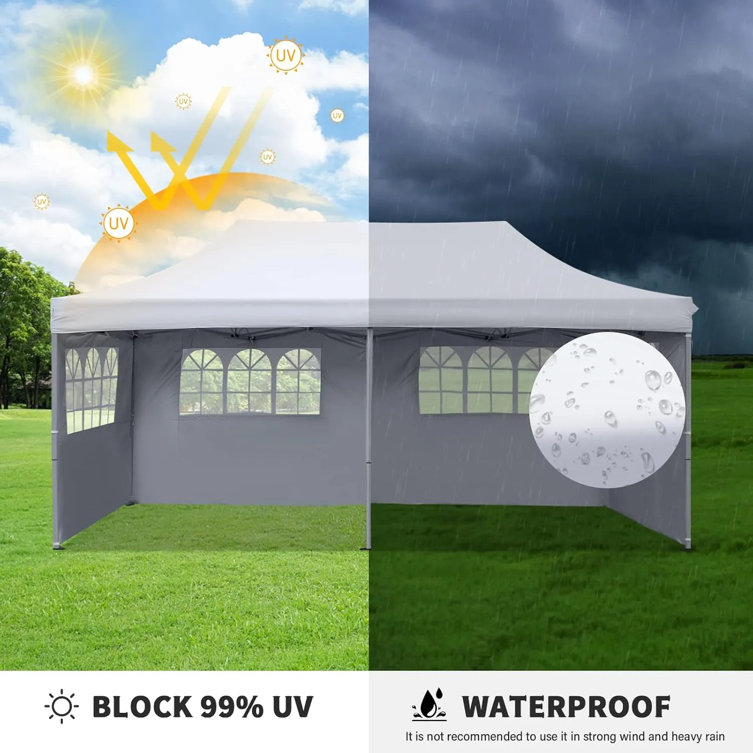 10x20 ft Instant Pop up Canopy, Party Tent Folding Gazebos with Removable Sidewalls and Wheeled Bag Waterproof