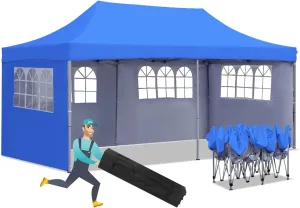 10x20 ft Instant Pop up Canopy, Wonlink Party Tent Folding Gazebo with Removable Sidewalls and Wheeled Bag Waterproof
