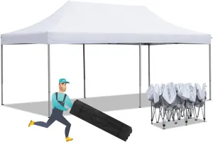 10x20 FT Pop up Canopy, Wonlink Folding Heavy Duty Height Adjustable Instant Shelter Gazebos with Wheeled Bag Waterproof