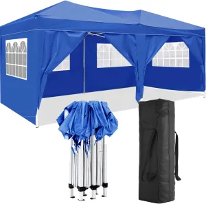 10x20 Pop Up Canopy Tent Heavy Duty with 6 Removable Sidewalls, Water Resistant, UV-Resistant, Portable Outdoor Instant Event Shelter for Parties, Weddings, Camping, Blue