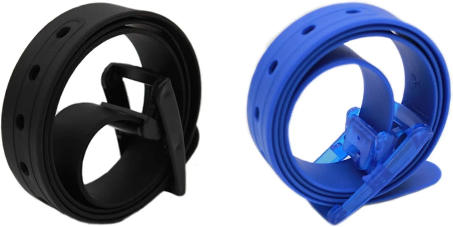 115x3.5cm Unisex Women Men Adjustable Rubber Belt Casual Plastic Belt Silicone Belt with Plastic Buckle