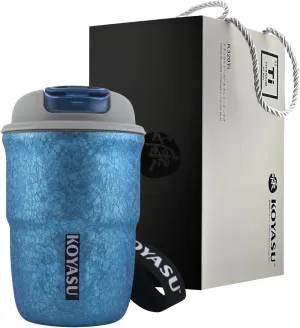11oz Titanium Liner Travel Mug with Lid, Double-Wall Vacuum Insulation, Wide Mouth, Leak-Proof, Chemical-Free & Healthy, men and women hot & cold drinks, for Indoor & Outdoor Use (Blue)