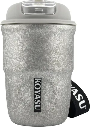 11oz Titanium Liner Travel Mug with Lid, Double-Wall Vacuum Insulation, Wide Mouth, Leak-Proof, Chemical-Free & Healthy, men and women hot & cold drinks, for Indoor & Outdoor Use (Gray)