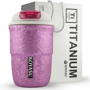 11oz Titanium Liner Travel Mug with Lid, Double-Wall Vacuum Insulation, Wide Mouth, Leak-Proof, Chemical-Free & Healthy, men and women hot & cold drinks, for Indoor & Outdoor Use (Pink)