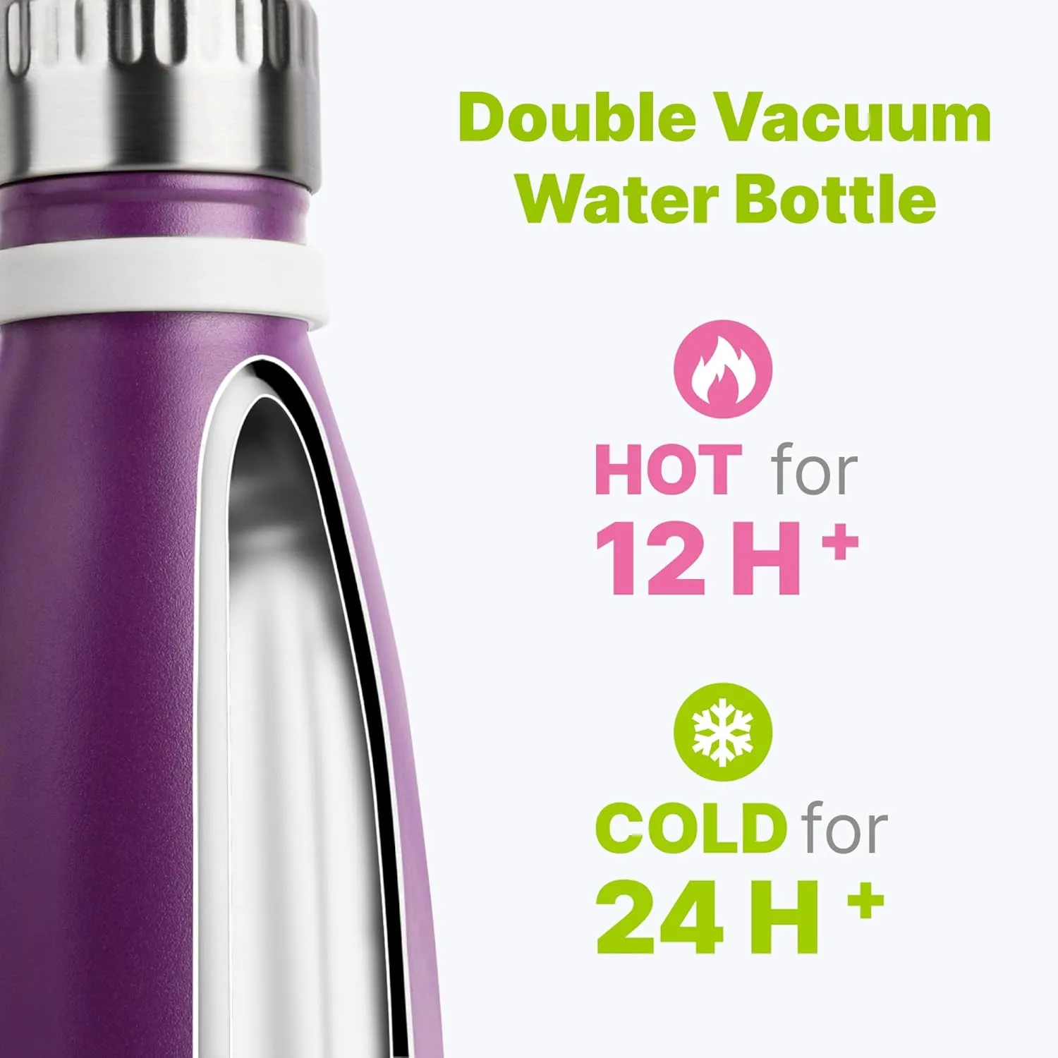 12 oz Water Bottle-Stainless Steel Vacuum Insulated Water Bottle for Kids School | Cola Shape Sports Leak Proof Water Flask with Carry Rope, Dark Purple