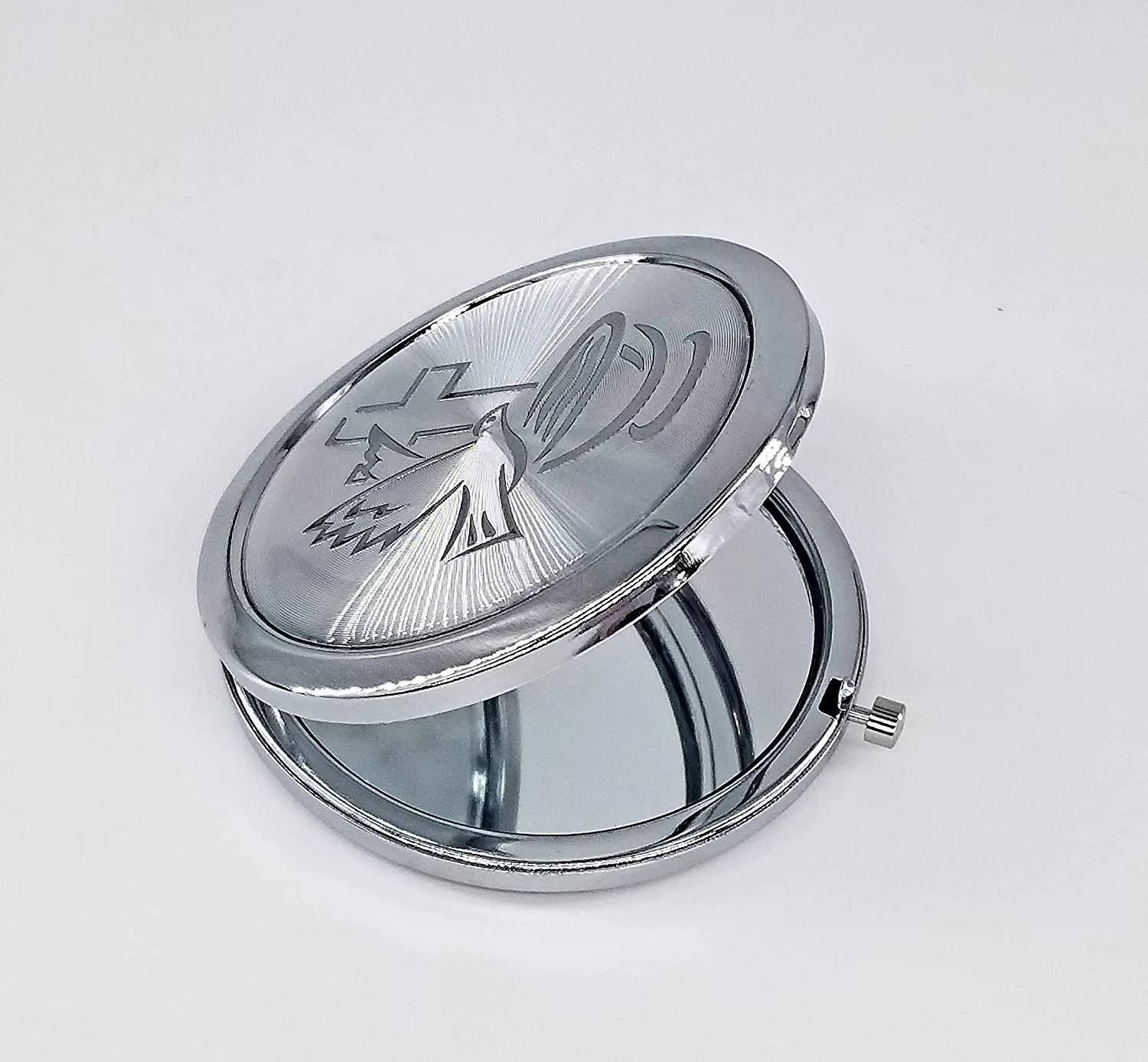 12 Pcs Baptism Compact Mirror Favor -Bautizo Recuerdos/Holy Spirit Makeup Compact/First Communion Silver