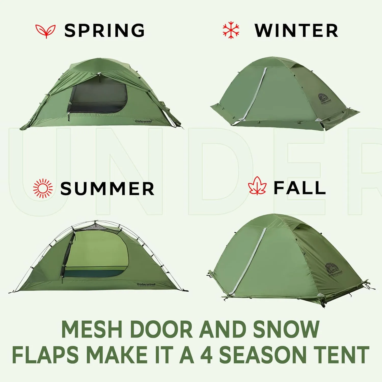 1/2 Person Backpacking Tent for 4-Season - Winter Waterproof Tent for One Person, Lightweight Camping Tent for Backpacking, Easy Set Up Cold Weather Tent by Underwood Aggregator
