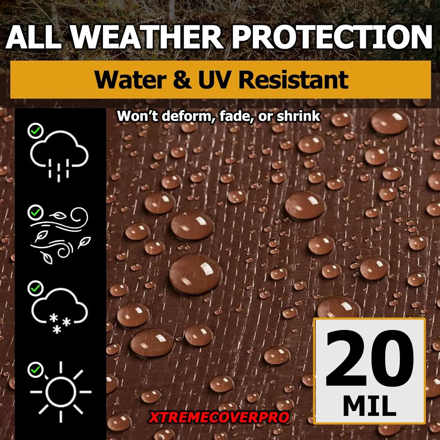 12' x 20' Brown Super Ultra Heavy-Duty Tarp – 20 Mil Waterproof & UV-Resistant 12x20 - Large Outdoor Tarp, Waterproof Cover for Rain Camping, Tent, UV Protection, Reinforced Corners