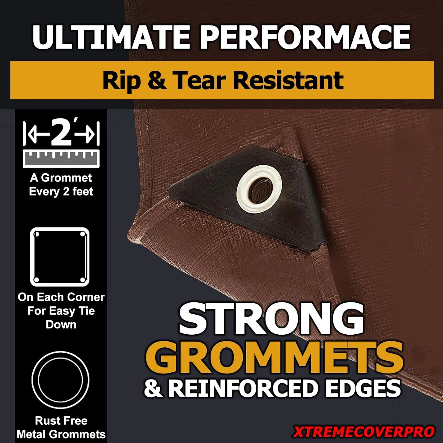 12' x 20' Brown Super Ultra Heavy-Duty Tarp – 20 Mil Waterproof & UV-Resistant 12x20 - Large Outdoor Tarp, Waterproof Cover for Rain Camping, Tent, UV Protection, Reinforced Corners