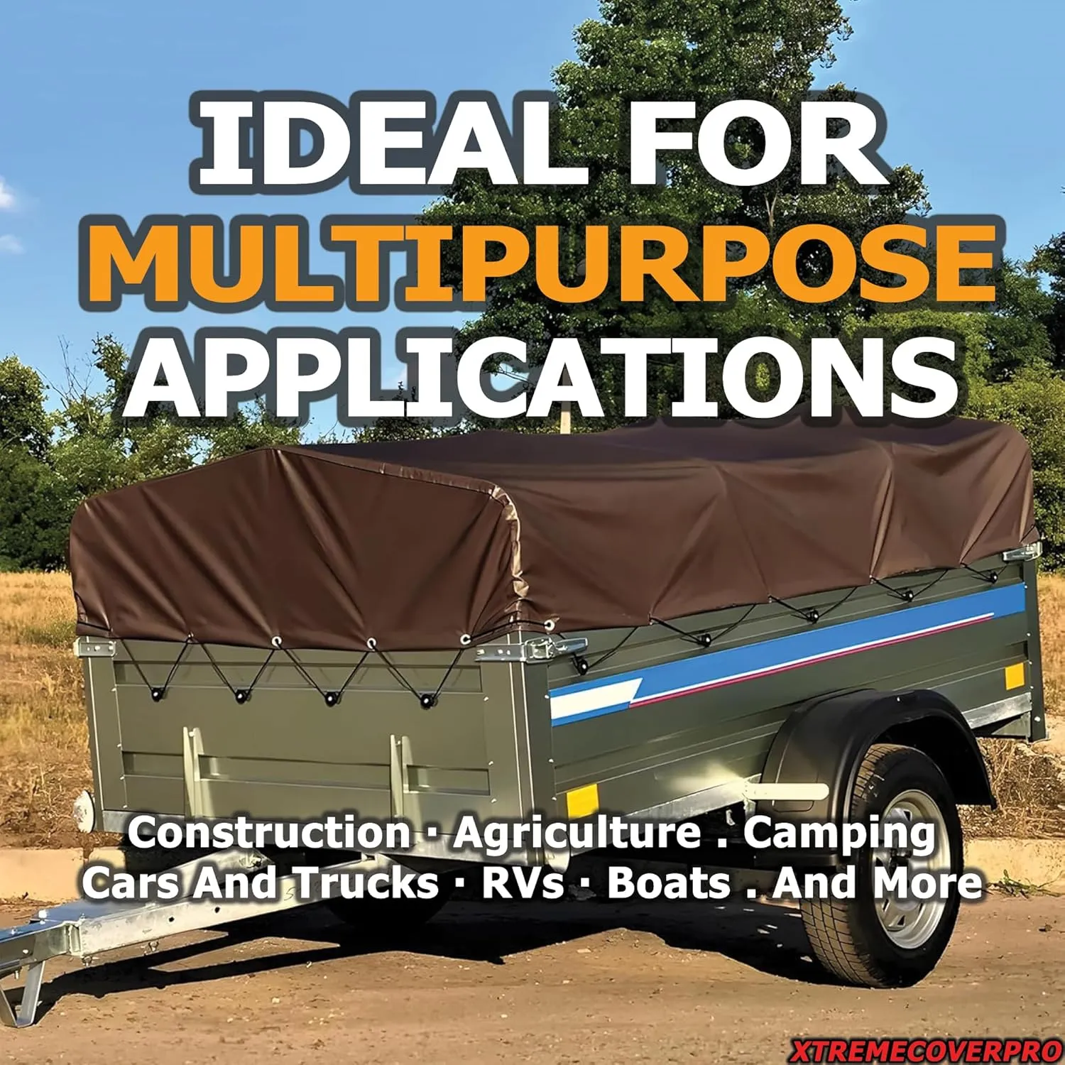 12' x 20' Brown Super Ultra Heavy-Duty Tarp – 20 Mil Waterproof & UV-Resistant 12x20 - Large Outdoor Tarp, Waterproof Cover for Rain Camping, Tent, UV Protection, Reinforced Corners