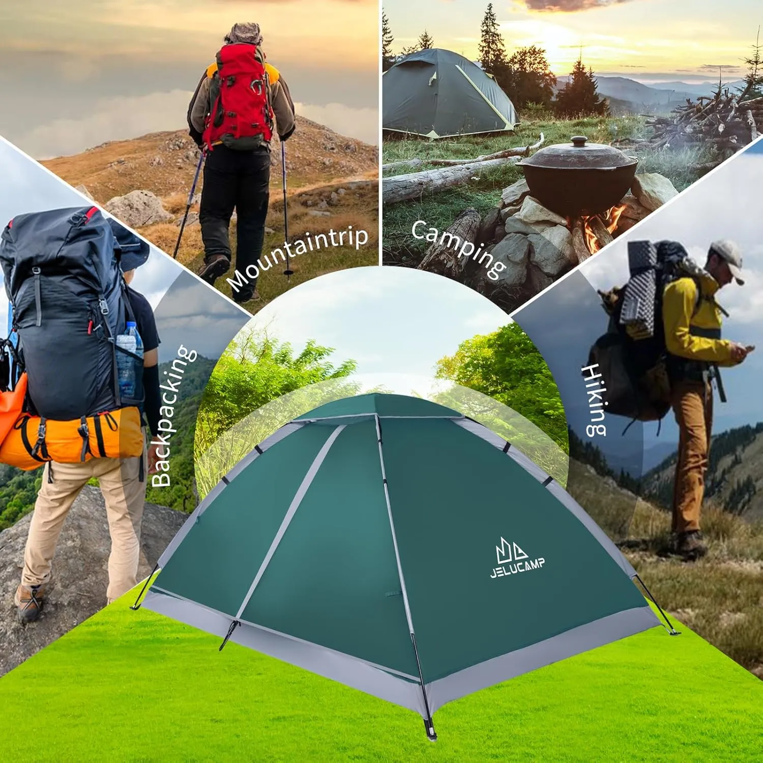 1/2/4/5/6 Person Dome Tents for Camping, Lightweight Portable Backpacking Tent, Small Easy Set Up Outdoor Waterproof Camping Hiking Tent for Adults