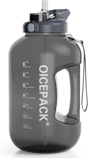 128 oz Water Bottle 2 in 1 Lid - 1 Gallon Dishwasher Safe Motivational Water Bottle With Times To Drink Leak-proof Big BPA Free
