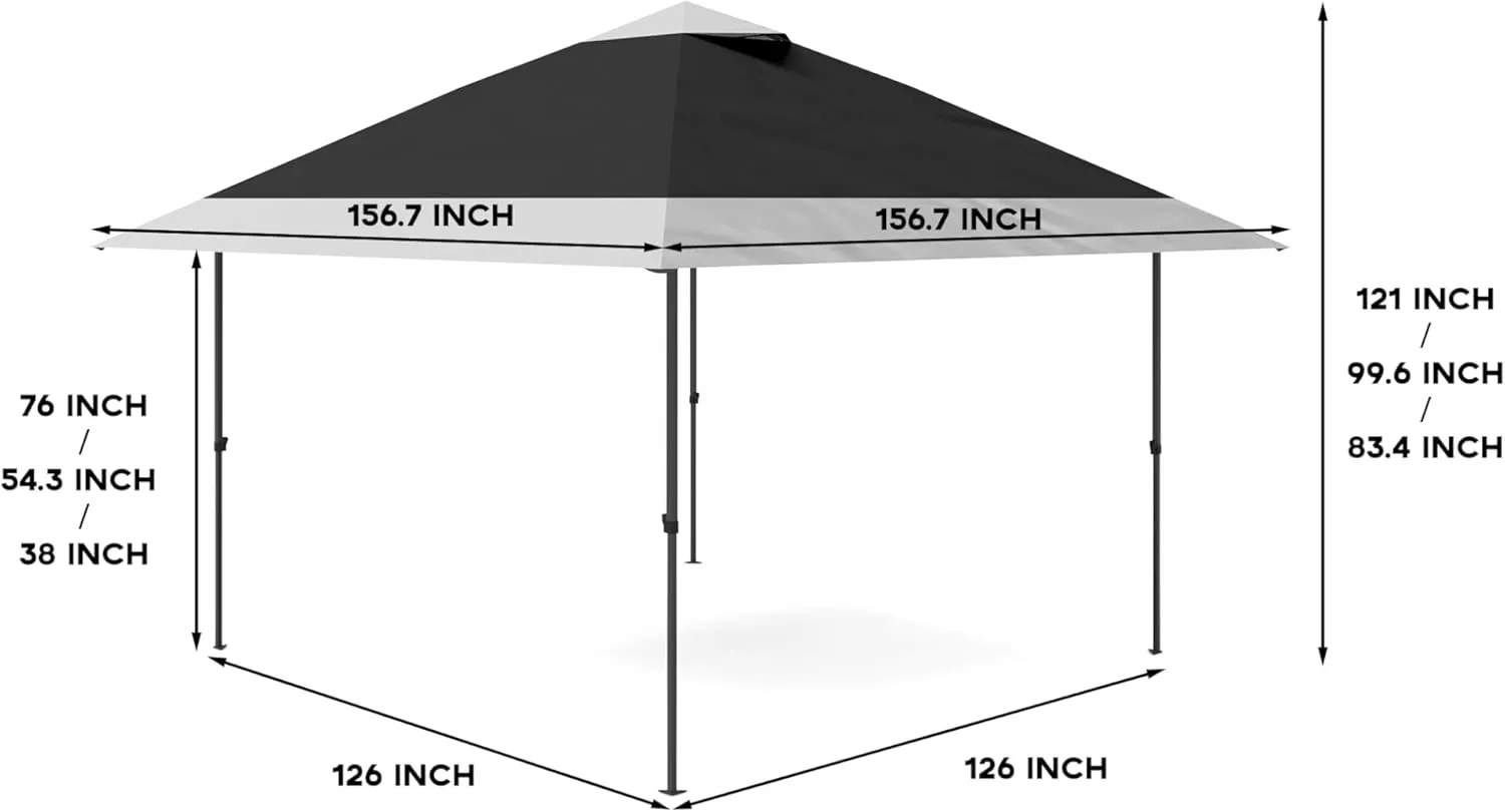 13' x 13' Outdoor Gazebo, Double Roof Patio Gazebo Quick Setup Instant Canopy Tent Instant Canopy Gazebo Shelter, Gray